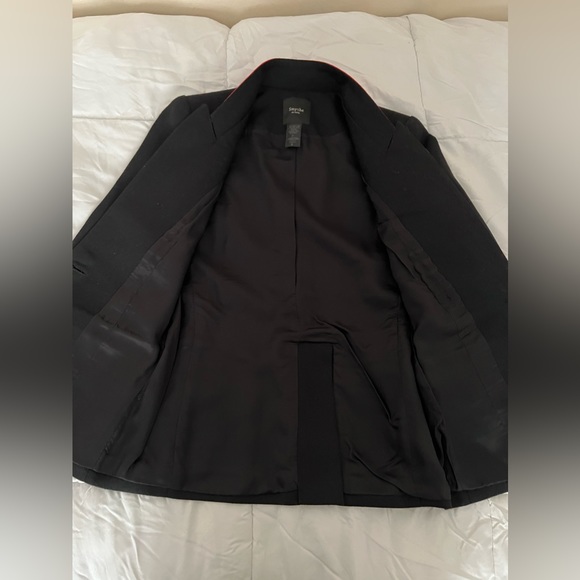Orig $798 EUC Smythe One Button Poppy Red Lapel Black Blazer Size 2 - Picture 11 of 11